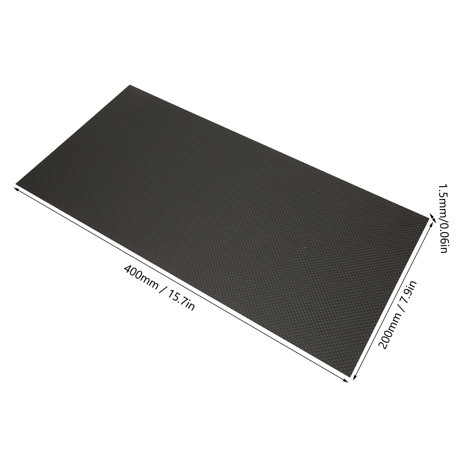 Lastra in Fibra di Carbonio 3K, 100% 200X400mm Piastra in Fibra di Carbonio 3K Completa Piastra in Fibra di Carbonio Opaca Twill, Disponibile in 0,5 Mm 1 Mm 1,5 Mm 2 Mm 3 Mm di Spessore per(1.5mm)