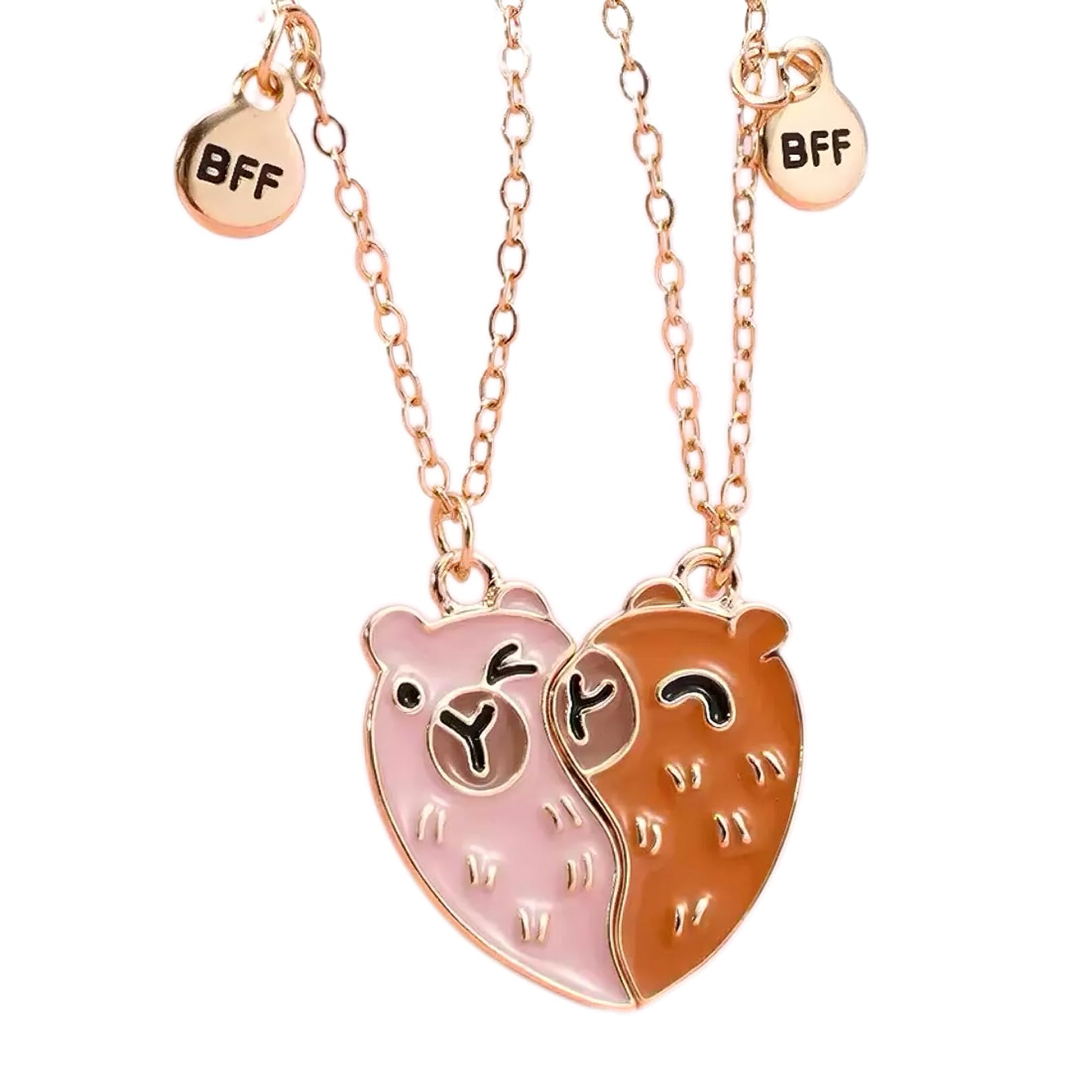 2 Stück Capybara Freundschaftskette für 2 Mädchen,Freundschaftsketten für Mädchen, Anhänger, Anhänger für Gute Freunde,Beste Freundinnen Halskette BFF Herz Hände Passende Ketten,Schlüsselanhänger
