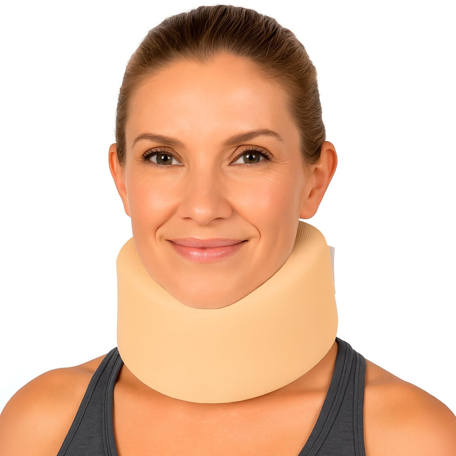 Vive Cervical Collar Neck Brace for Neck Pain and Support for Women & Men - Soft Foam Brace for Pain Relief - Comfortable Corrector Wrap for Posture, Sleeping, Radiculopathy, & Spine (Beige, 3 inch)