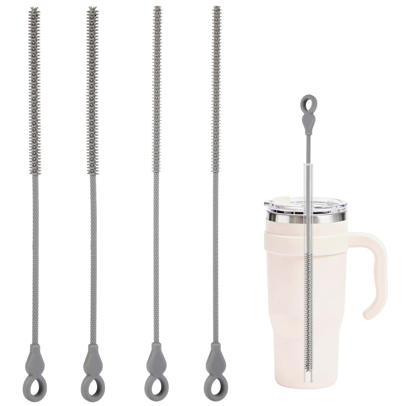 MZHJYWJW Silicone Straw Cleaner Brush,4 Pcs Straw Brush Cleaners