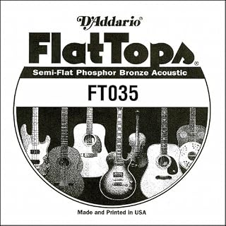 D’Addario FT035 Corde seule en bronze phosphoreux avec filet demi-plat pour guitare acoustique Calibre .035 - Les Beatles, Paul McCartney, John Lennon, RIngo Starr, George Harrison