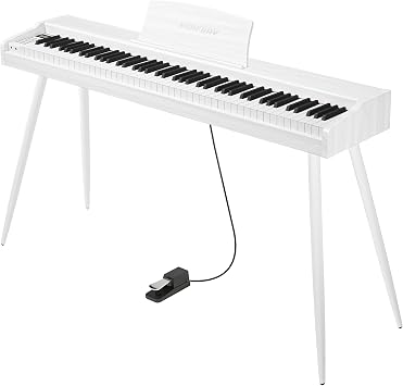 KIMFBAY Electronic Piano, 88 Keys, Wooden Body, Electronic Piano, 88 Keys, Integrated Stand, White