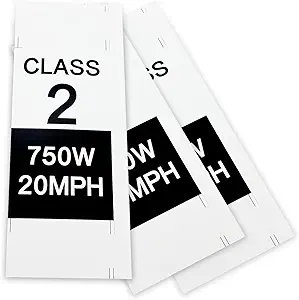 3 PCS Class 2 Ebike Stickers, Quick Identification Number Decal with Class 2 500 W 20 MPH Sign, Weatherproof Removable Frame Sticker Set, Universal Self-adhesive Exterior for E-bike (Black)