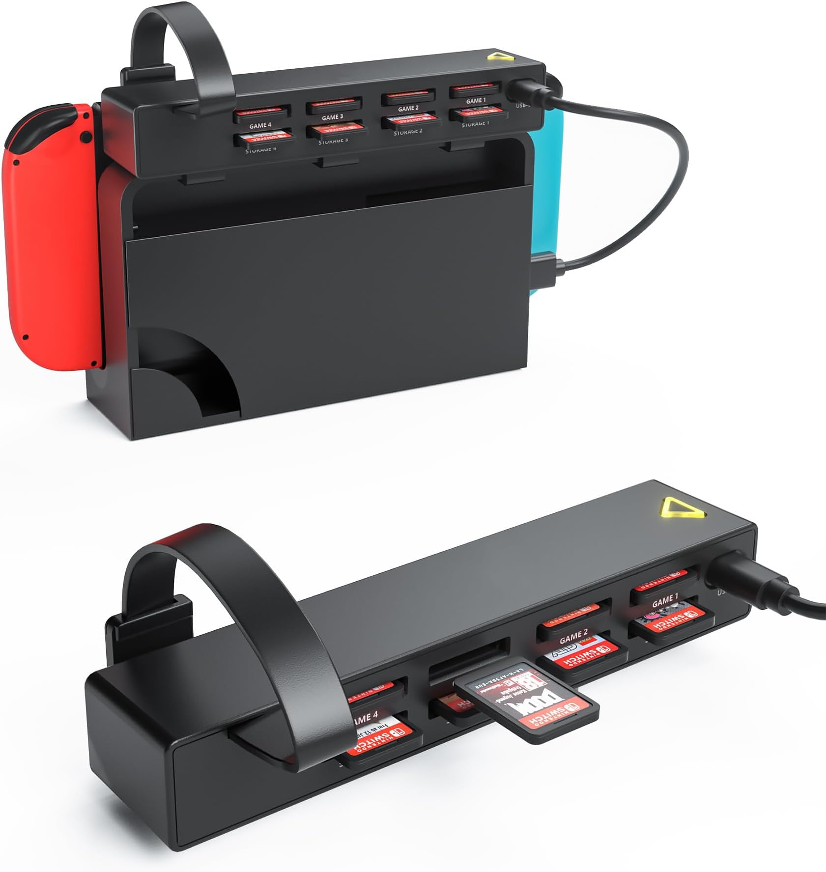 KASTWAVE 8-in-1 Game Card Reader for Nintendo Switch/Switch OLED Console and Dock, multiple Switch Games Reader, Card Storage Holder Accessories (4 Slots for Switching Games + 4 Slots for Storage)