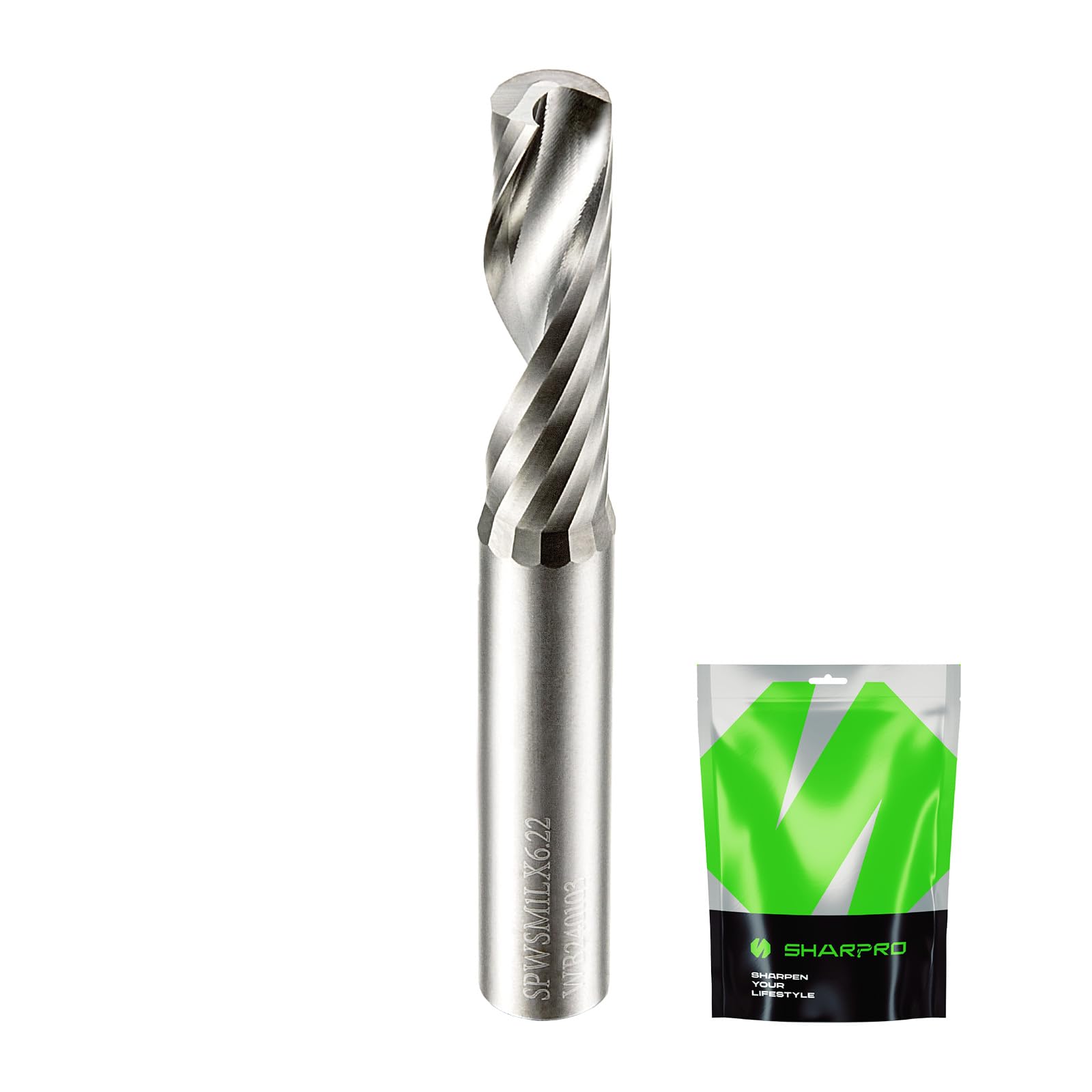 O Flute Upcut Spiral Rouer Bit 1/4 Inch Shank 1/4 Inch Cutting Dia. Carbide Single Flute CNC Router Bit, Ideal for Aluminum, Plastic, Acrylic, Wood, MDF and PVC