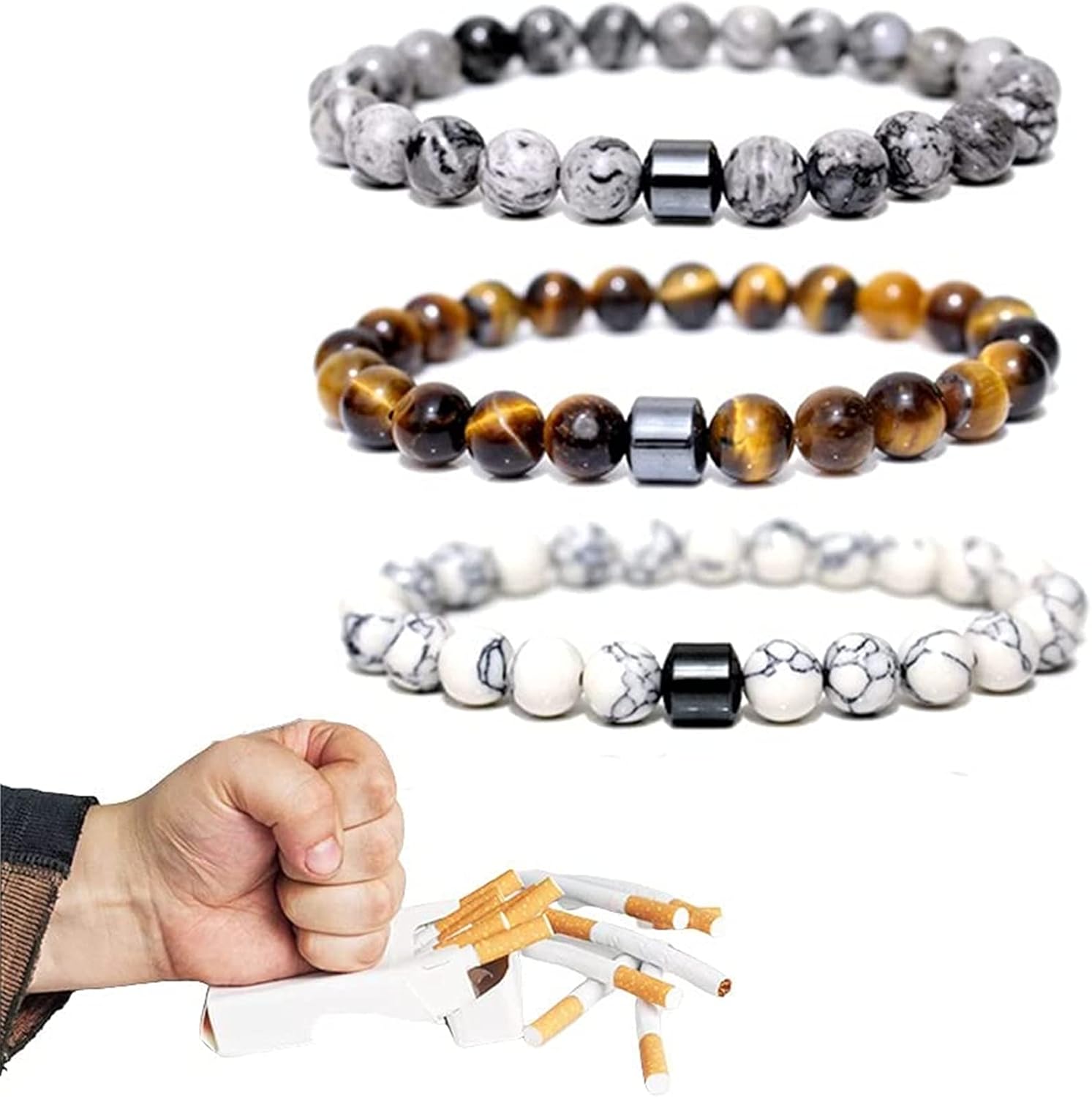 3/6Pcs Smoking Cessation Bracelets,Triple Men SteelHard