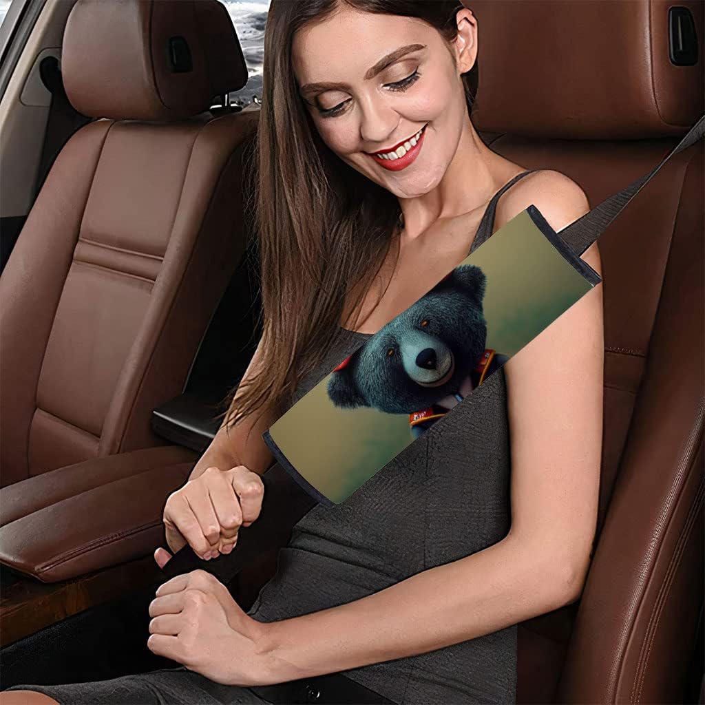 Bear Design Car Seat Belt Pads - Cartoon Design Seat Belt Covers - Themed Seat Belt Covers