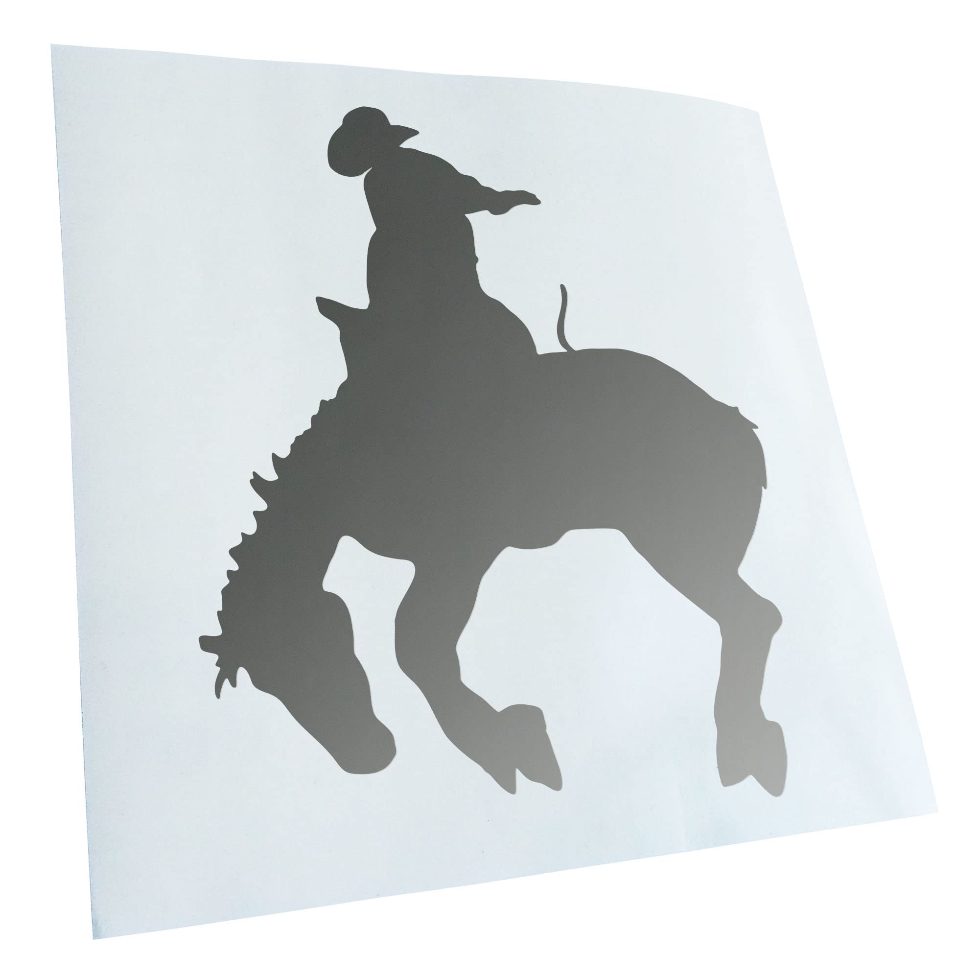 Kiwistar - Car Sticker - Silver - 40 x 33 cm Cowboy with Horse Rodeo 2 Stickers for Car, Laptop, Bicycle, Truck, Motorcycle Multicoloured JDM Decal Racing