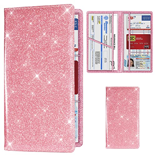 Image of TOURSUIT Car Registration & Insurance Card Holder, Glitter Pink