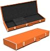 Estuche rígido para guitarra eléctrica Renoster con cerradura, para Fender Ibanez ESP PRS y guitarras de tamaño estándar, compartimento interior para accesorios (estuche para bajo + soporte + cuerdas + cable + púas, naranja-bajo) 1