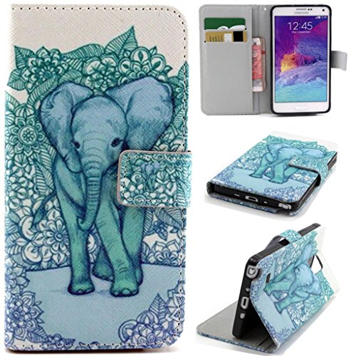 Note4 Case, Galaxy Note4 Flip Case,Gift_Source [Stand Feature] Case Wallet [Wallet S] Premium Wallet Case Flip Cover for Samsung Galaxy Note4 - Elephant Damask Pattern +1 X Screen Protector and Stylus Pen