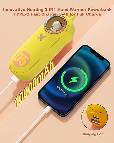 Miniatura 4 de Calentador de manos portátil eléctrico de calentamiento rápido, cargador de batería recargable de 10000 mAh, 4 niveles de calor, calefacción de