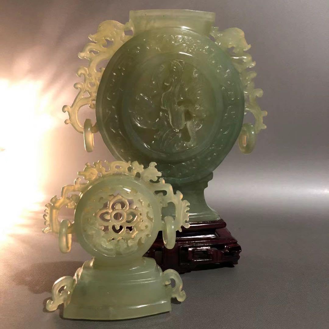 楽天市場】翡翠 N191天然石翡翠色 香炉 壺 飾り 高浮彫り 透かし彫り 極上