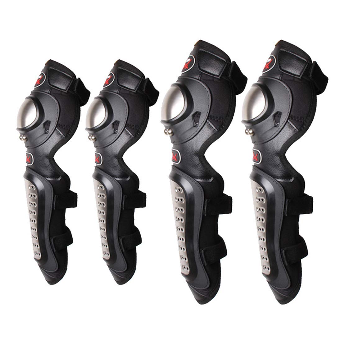AKT PRO Ginocchiere per Moto Supporto per Gomito Set da 4 Pezzi Equipaggiamento Protettivo di Protezione da Corsa per Ciclismo in Acciaio Inossidabile Attrezzatura da Motocross
