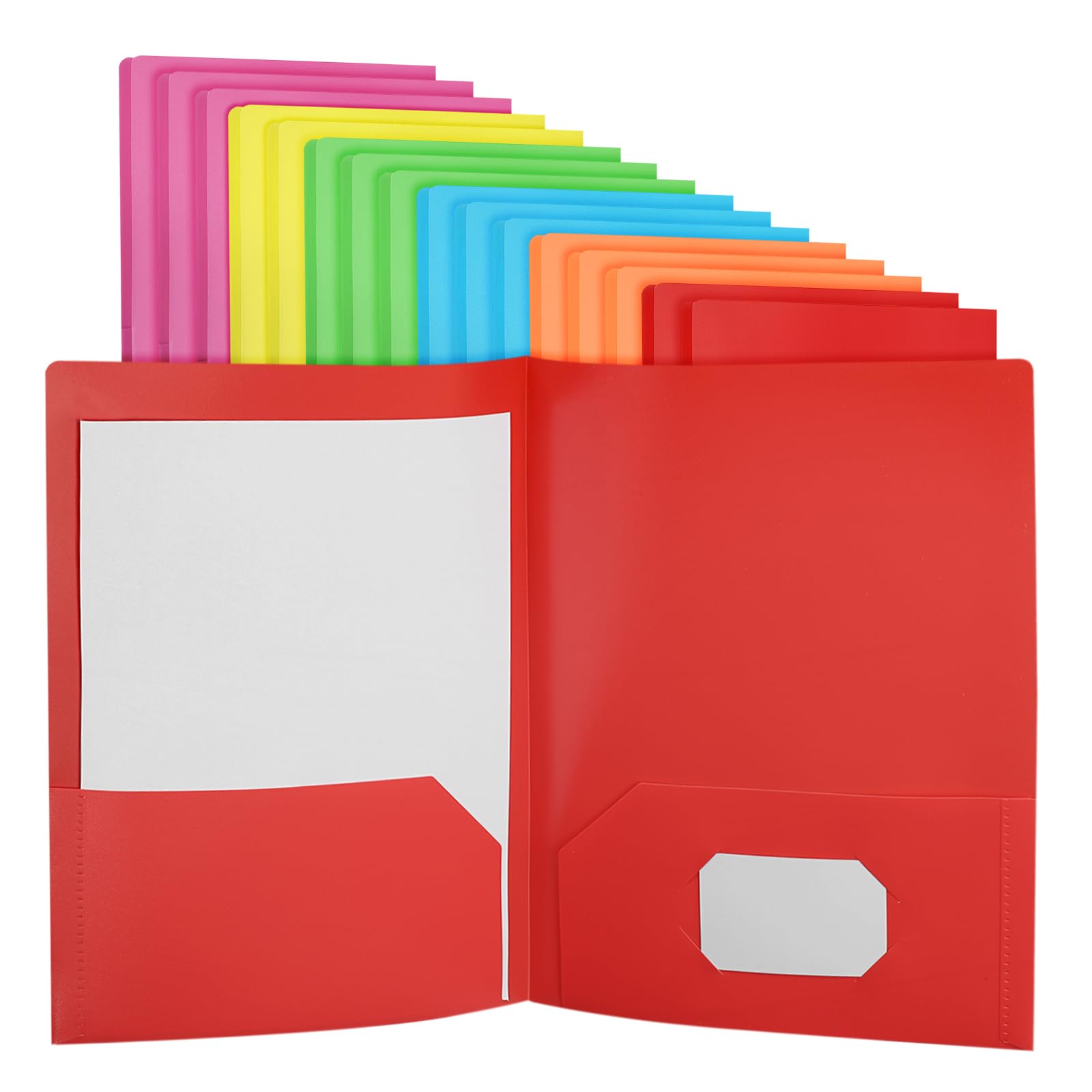 PATIKIL 6 Colored Plastic Folders with Pockets, 24 Pack Plastic Pocket Folders Two Pocket Letter Size Heavy Duty for Office Business Card Holder, 9.3x11.4inch โ image 1