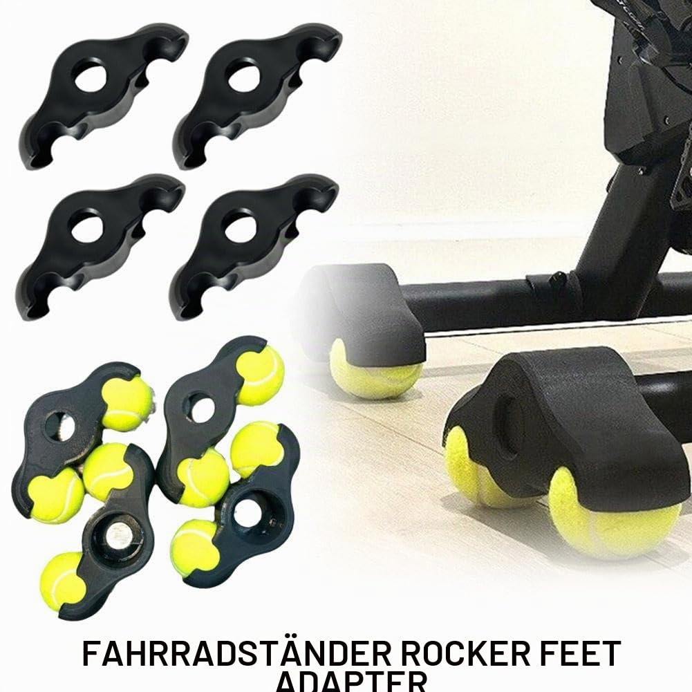 4er-Pack Indoor-Cycling-Schnappfuß-Adapter mit 8er-Pack Tennis-Stabilitätszubehör, für Fahrrad-Widerstandstrainer Heim-Indoor-Übung Kickr Core Workout-Ausrüstung