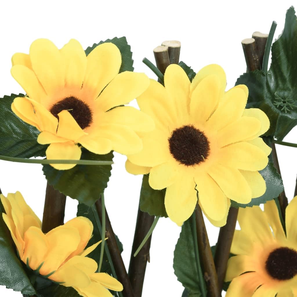 Enrejado con Hiedra Artificial, PVC Y Madera, Celosías para Terraza Exterior, Celosía Extensible, Enrejado para Plantas Trepadoras, Color Amarillo, 5 Piezas, 180x60 cm