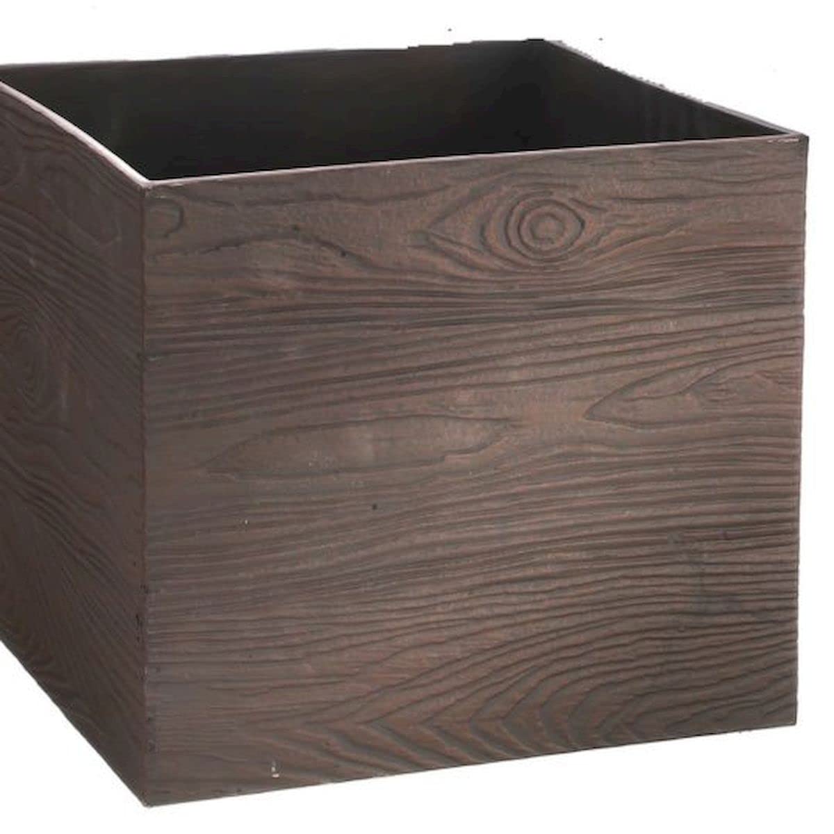 212 Main Brown Square Woodgrain Planter