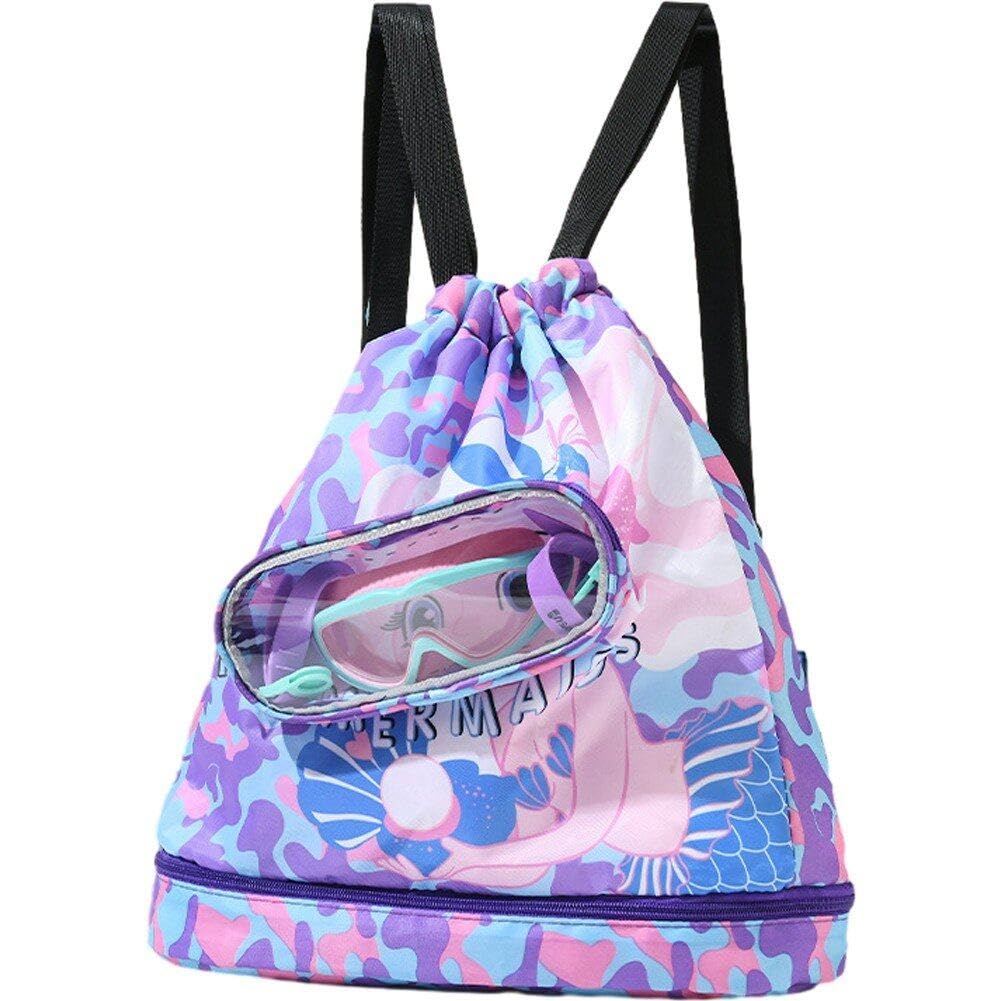 Abbdbd Children's Swimming Drawstring Backpack - Waterproof Storage Wet Dry Bag for Kids - Beach Swimming Bag