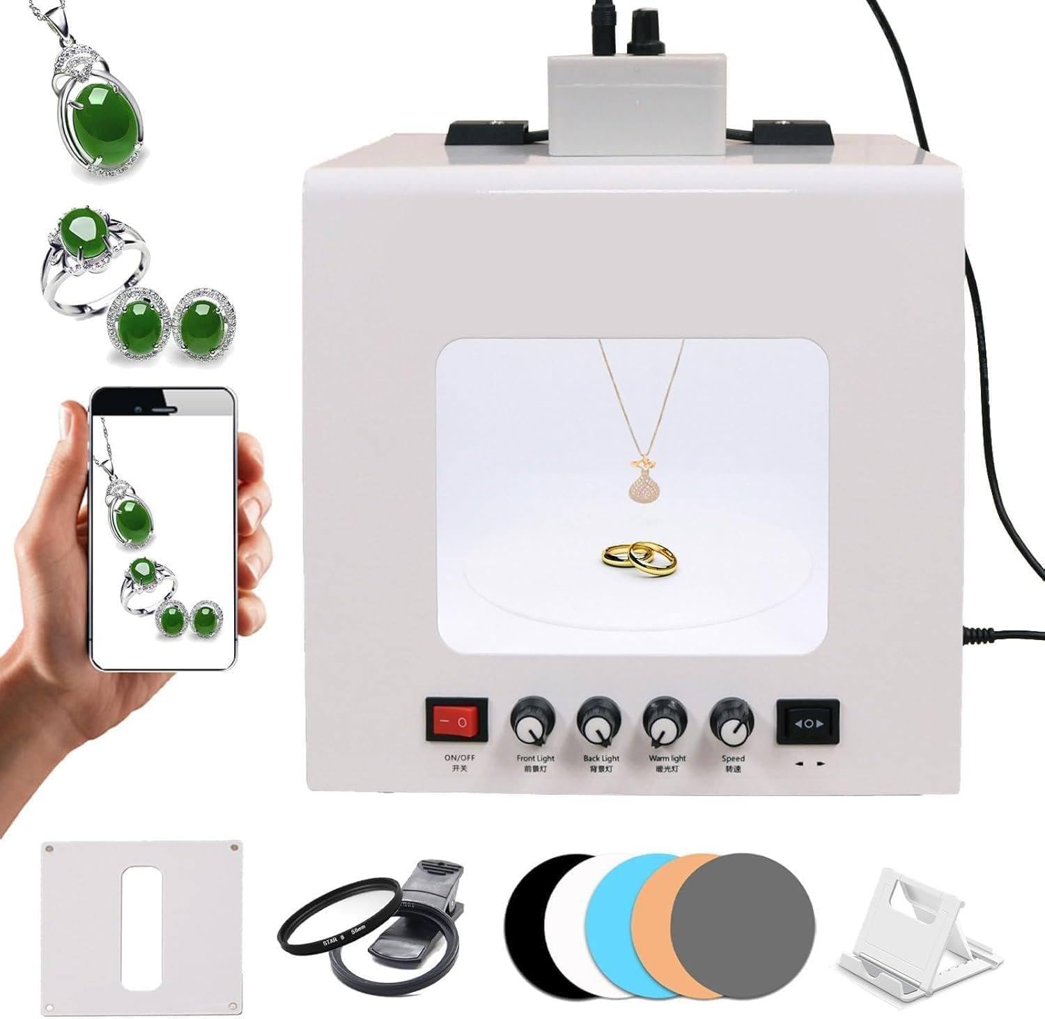 LED Light Box do Fotografii Produktowej, 20000/22000 Lux TB200 | Oświetlenie CRI>92 pomaga oddać kolory biżuterii, perfum, zegarków i kolekcji