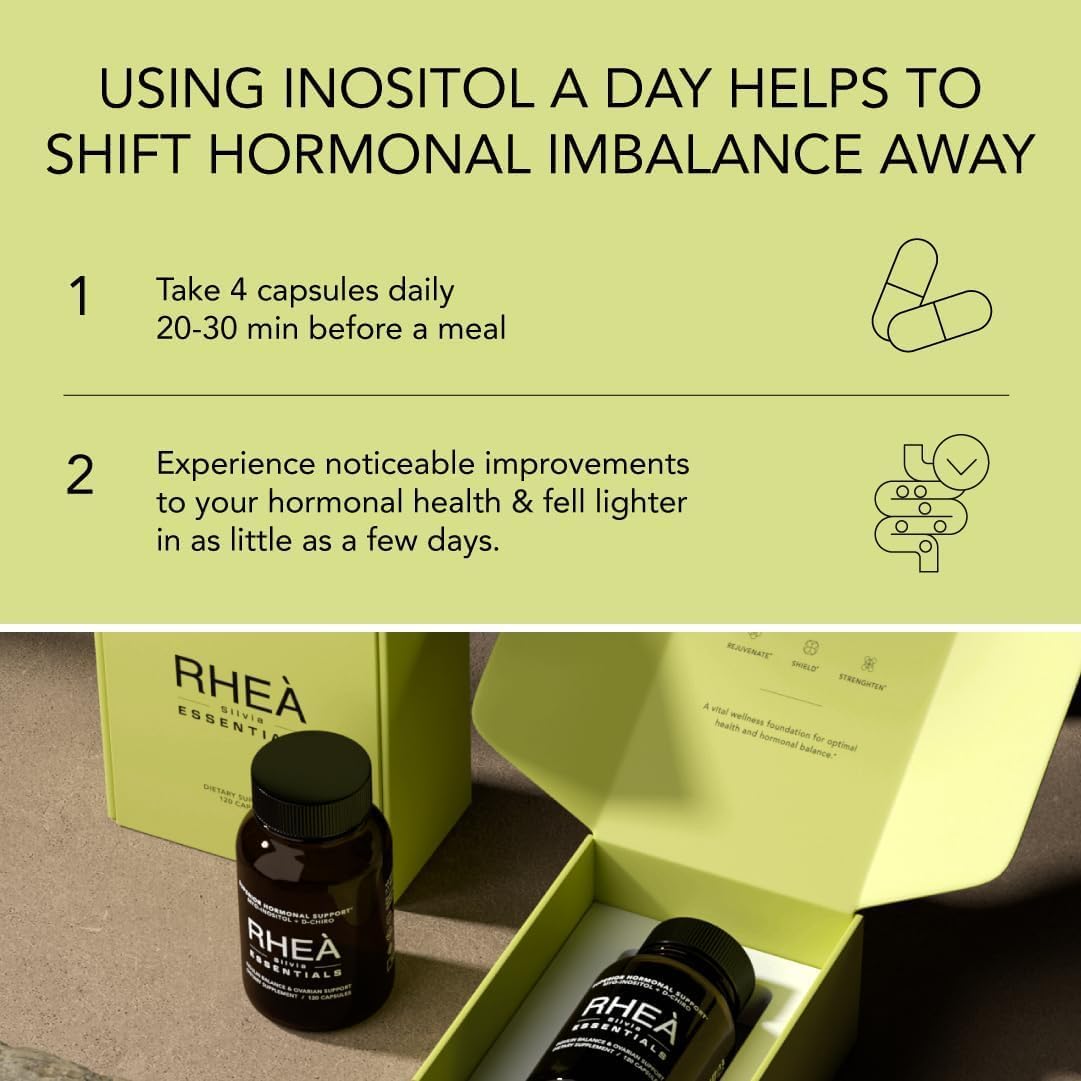 RHEASILVIA Rhea Myo-Inositol & D-Chiro Inositol Supplement for Women | 40:1 Ratio with Myoinositol, Folate & Magnesium | Hormone & Metabolic Support | 120 Vegan Capsules | 90 Servings