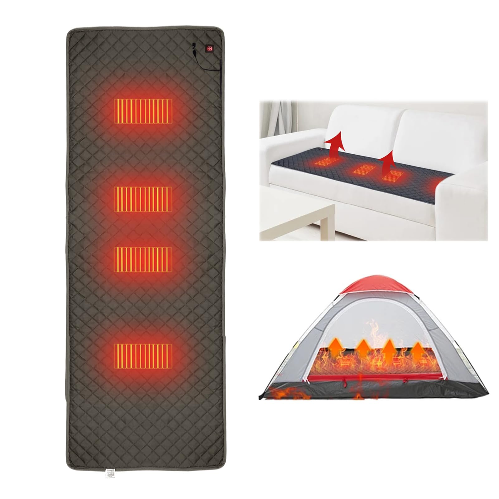 Forro para Saco de Dormir con Calefacción, Almohadilla Térmica USB Calentador Eléctrico para Tienda de Campaña, Almohadilla Aislante para Saco de Dormir, 3 Niveles de Calefacción