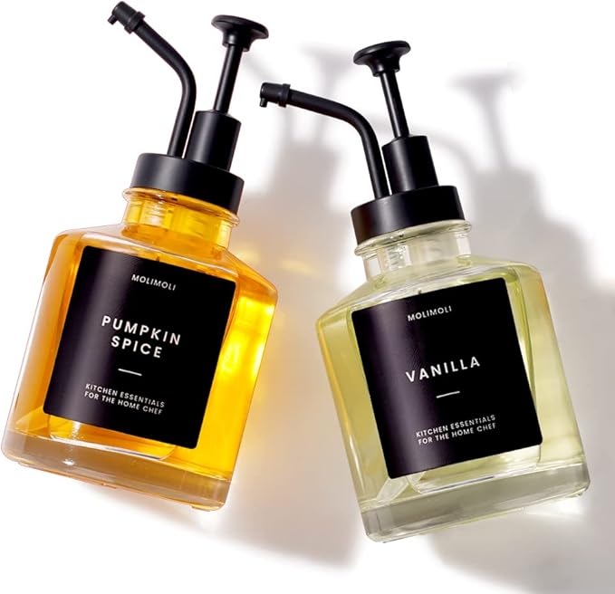 Molimoli Coffee Syrup Dispenser Glass Bottle w. Pump, 11.