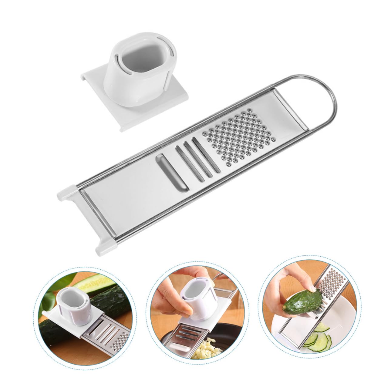 DECHOUS 1set Stainless Steel Garlic Grater Hand Protector Multi-functional Vegetable Slicer Tool for Grating and Slicing Easy to Clean and Store Kitchen Gadget