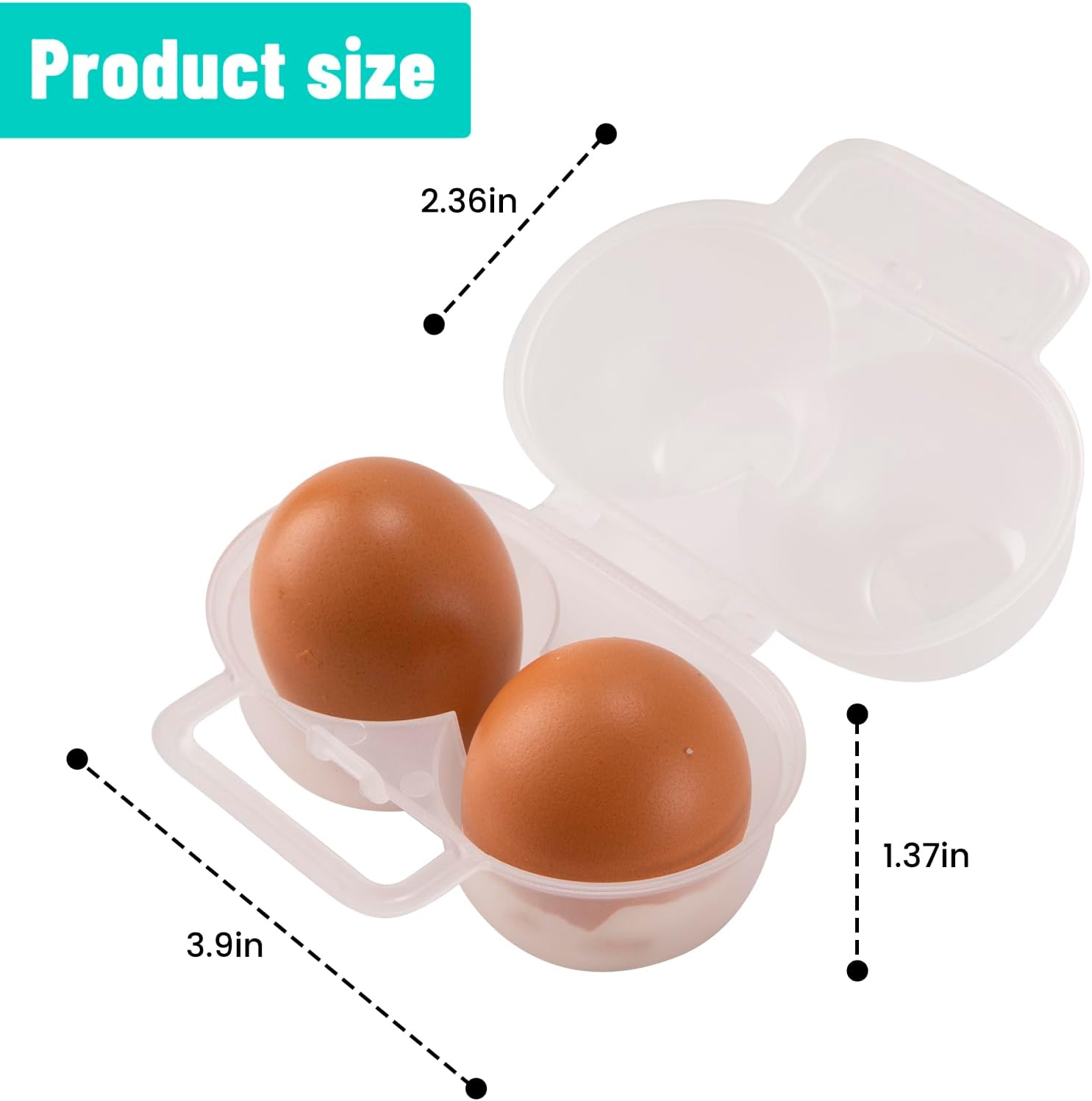 2pcs Egg Holder Container, 2 Girds Plastic Egg Storage Box with D Buckle Leakproof Shockproof Protection, Portable Egg Tray Carriage Dispenser for Camping Picnic Travel Kitchen Refrigerator Outdoor