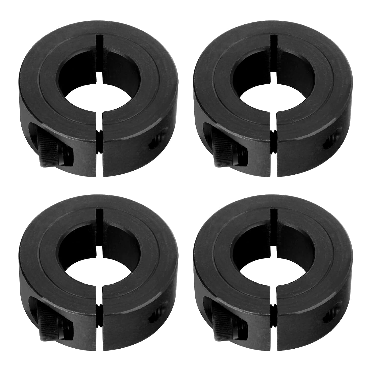 (4-Pack) Shaft Collar 2" Bore, 1045 Steel Set Screw Split Clamp-On Collars, 3" OD, 11/16" Thickness, with M4 Set Screws