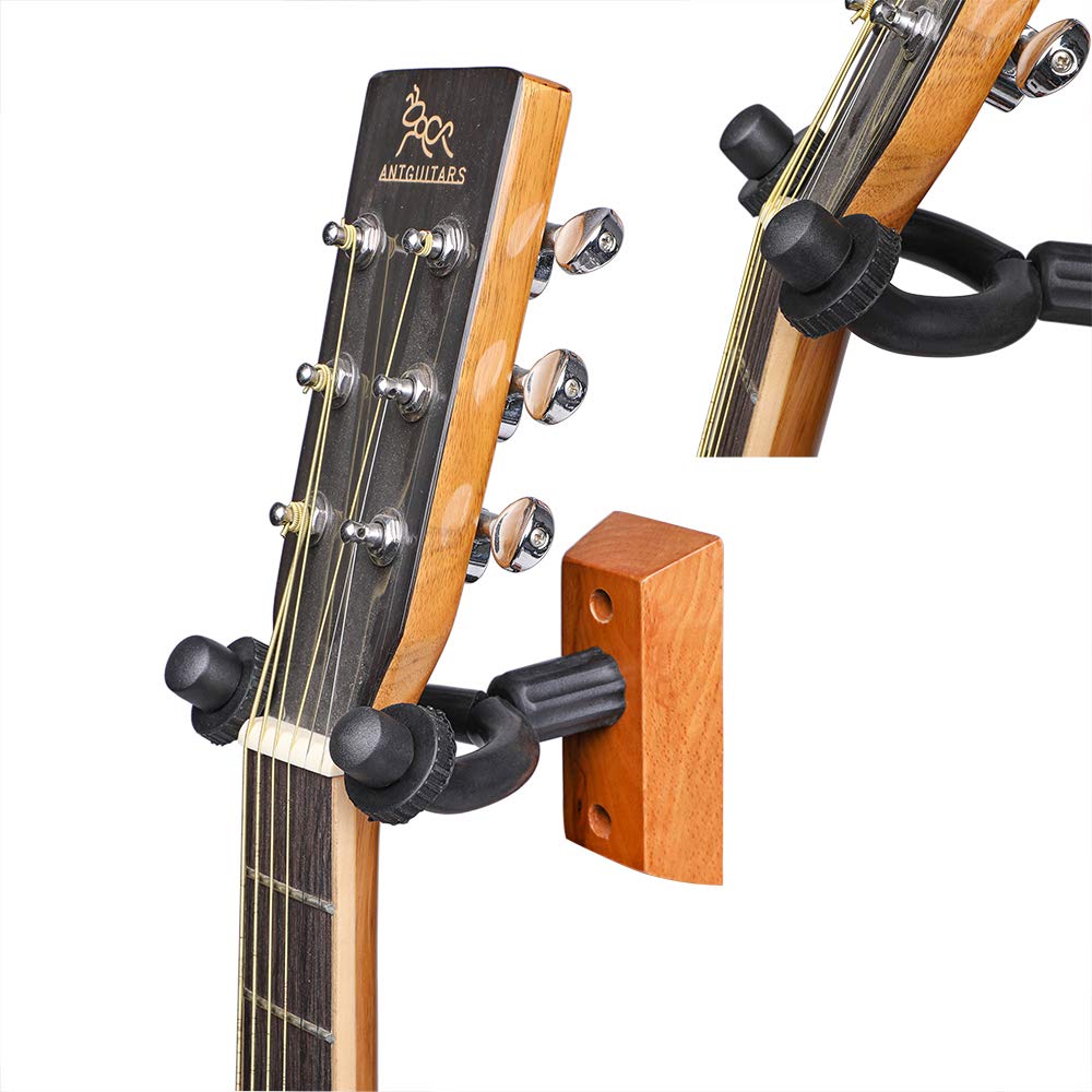 Phorcs Guitar Wall Mount Hanger Stands 2-Packs, Premium Hardwood Guitar Hanger Hook Bracket Holder for Home & Studio, Fits All Acoustic, Electric, Bass, Ukulele, with 2 Guitar Picks & Buttons