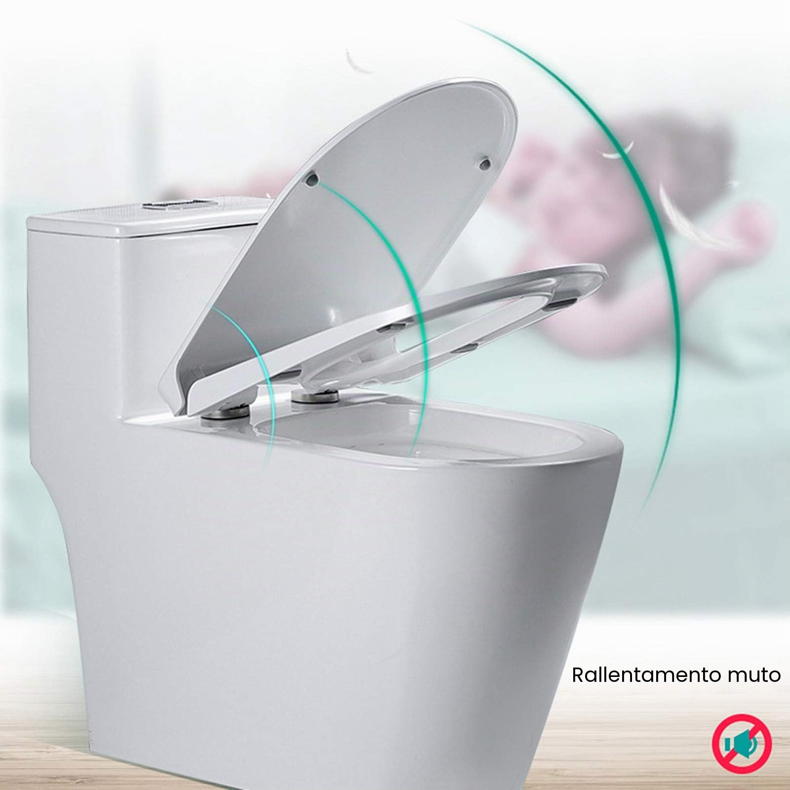 Sedili WC 35 x 45 CM Chiusura Silenziosa Uso Intensivo Materiale PP Tipo Rettangolare Ispessito Silenzioso Rallentamento Staccabile Accessori Bagno Si Adatta a Tutti i Normali Vasi WC