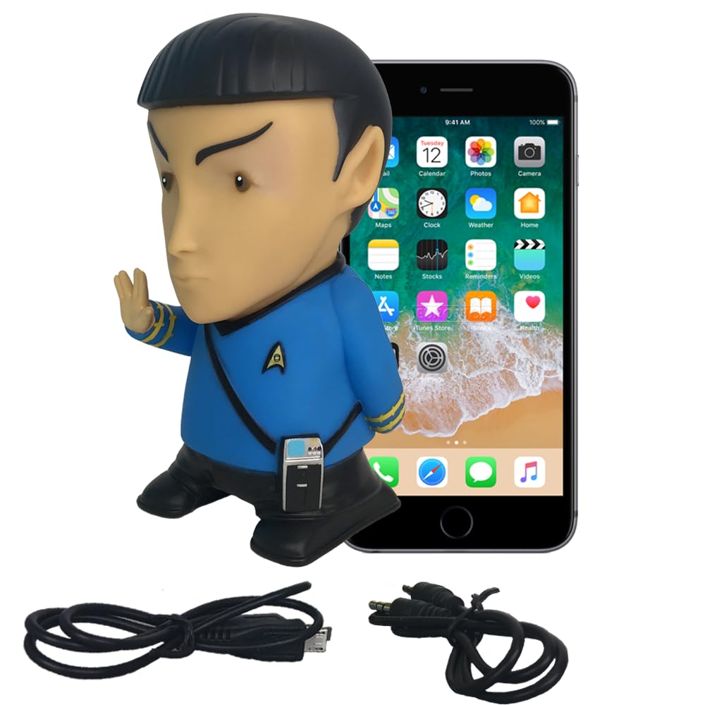 FAMETEK Star Trek: TOS - Mr. Spock 6” Talking Bluetooth Figure Speaker with Sound Effects, Microphone and Authentic Spock Quotes