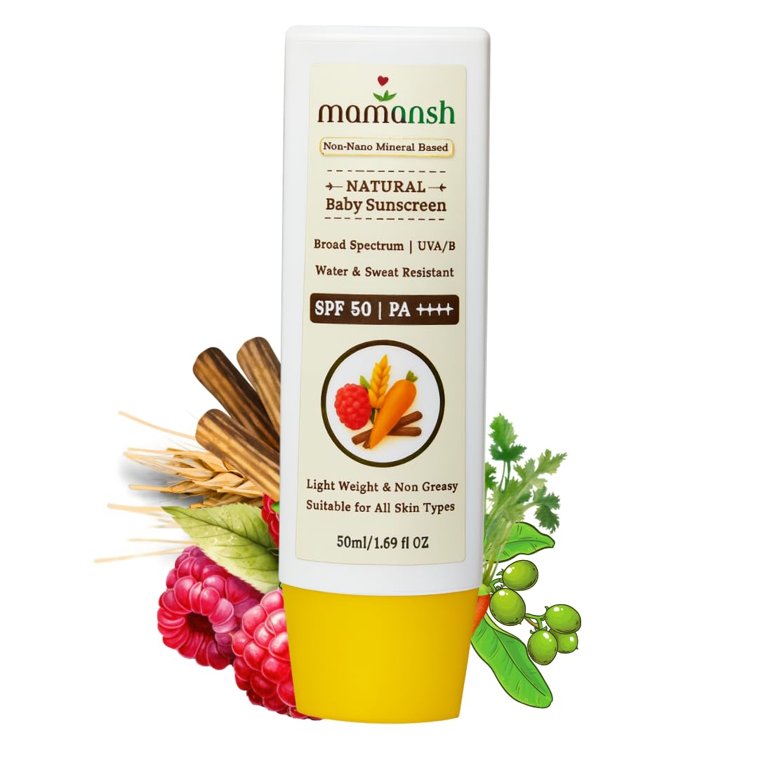 Mamansh Natural Baby Sunscreen, SPF 50 PA++++ | Mineral Based, Broad Spectrum | Baby & Kids Safe | No White Cast, Water Resistant, 50ml-image-44