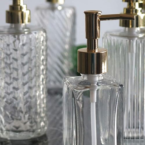 Miniatura 6 de XOUVY Agal - Dispensador de jabón de vidrio, paquete de 124, dispensador de jabón de cocina con bomba de acero inoxidable, dispensador de loción