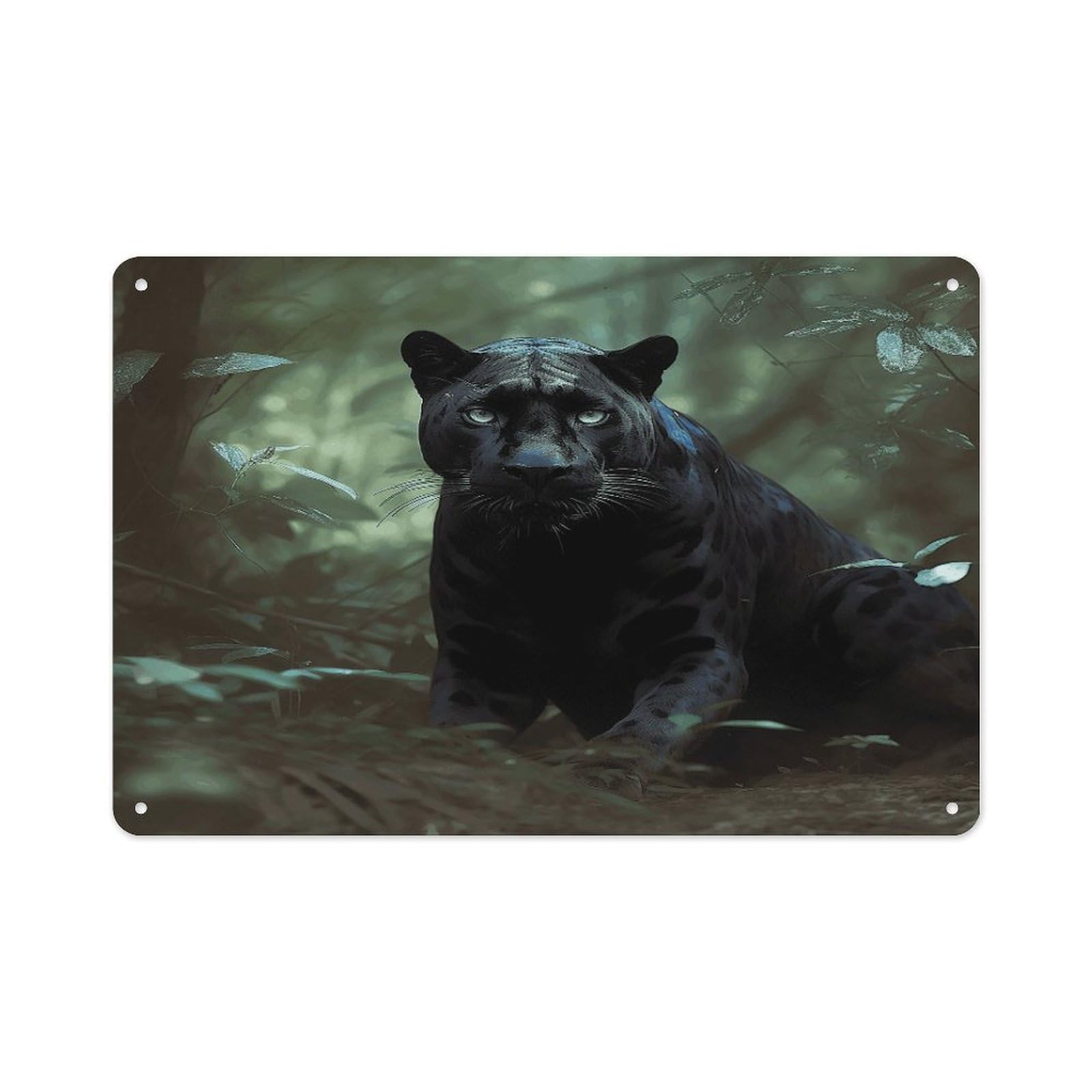 VstaDank Metal Aluminum Forest Panther Sign Wall Decor Vintage Metal Sign Plaque Boho Wall Hanging Decor Sublimation Picture Panel Personalized Plaque Poster 8x12in