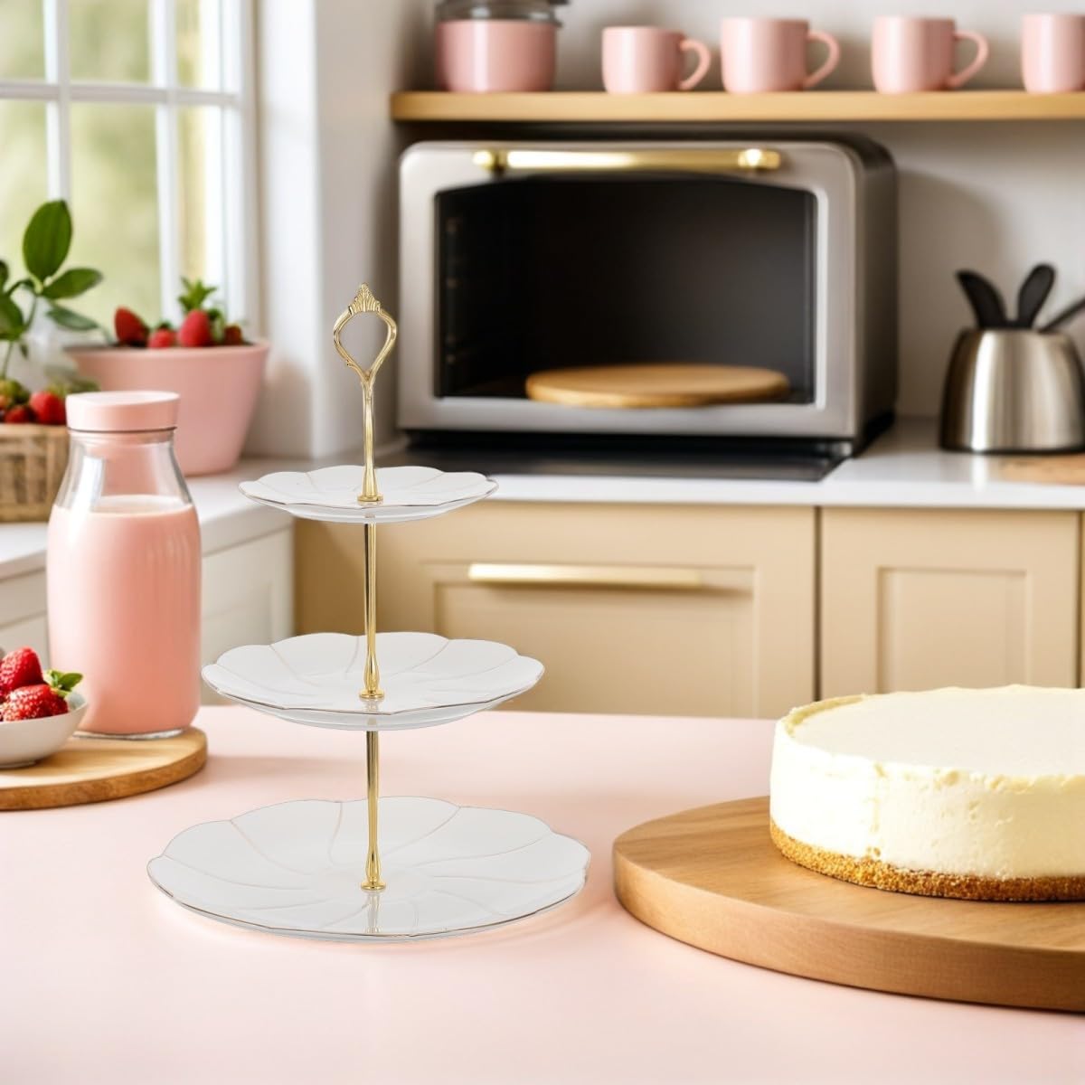 Présentoir à Niveaux Céramique à Trois en Cupcakes pour Mariages