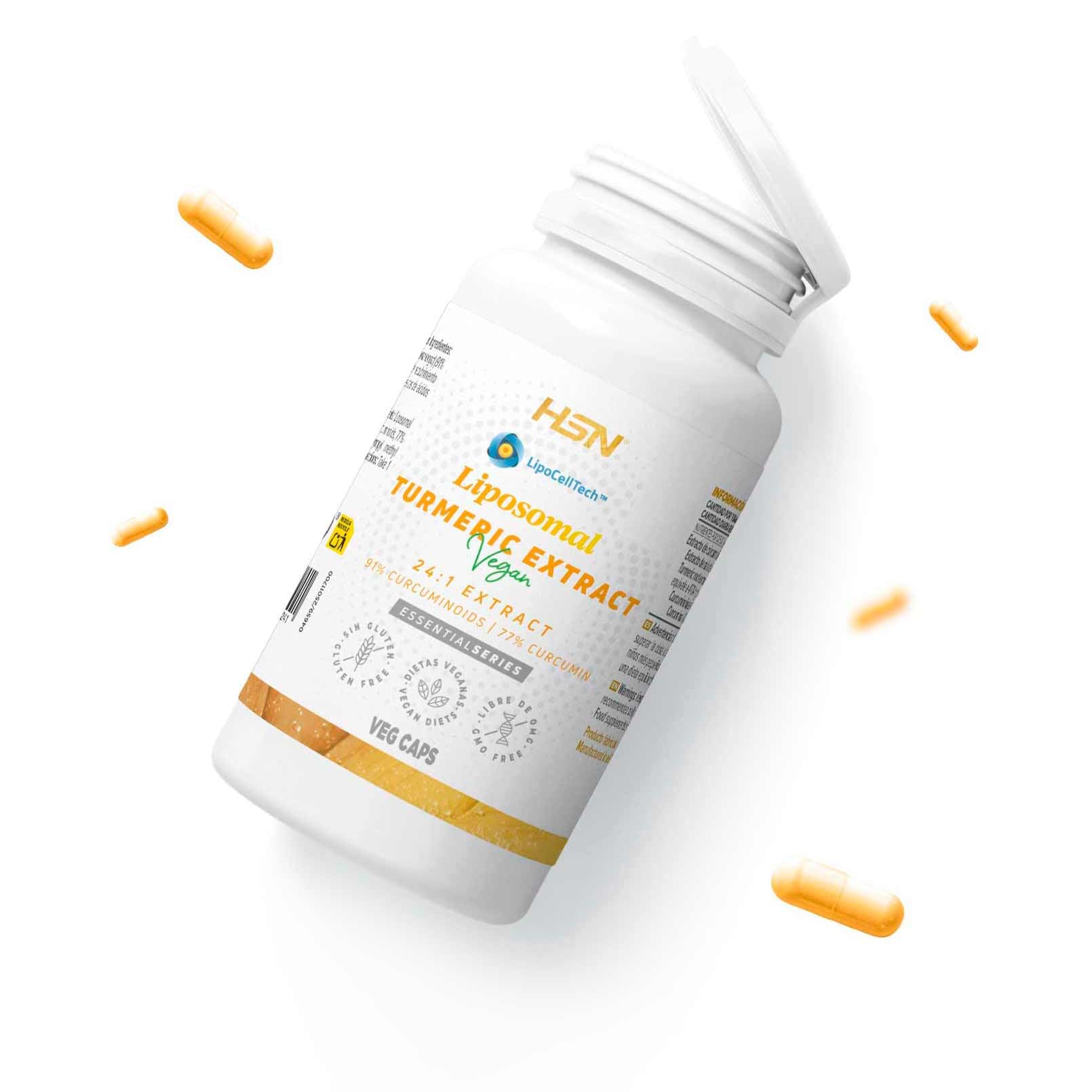 HSN Estratto di Curcuma Liposomiale 280mg (91% Curcuminoidi, 77% Curcumina) | 60 Capsule Vegetali | Tecnologia LipoCellTech™ Protezione Liposomiale +BIODISPONIBILITÀ | Non-OGM, Vegano, Senza Glutine