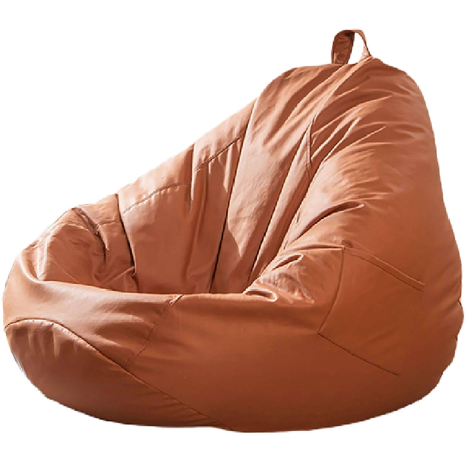 ZRCYXDW Stuffed Animal Storage Bean Bag Chair Cover (No Filler), Waterproof Lazy Sofa Bed Cover Removable Stuffable Bean Bag Furniture Bag with Side Pocket Sack Bean Bag-Coffee-Large
