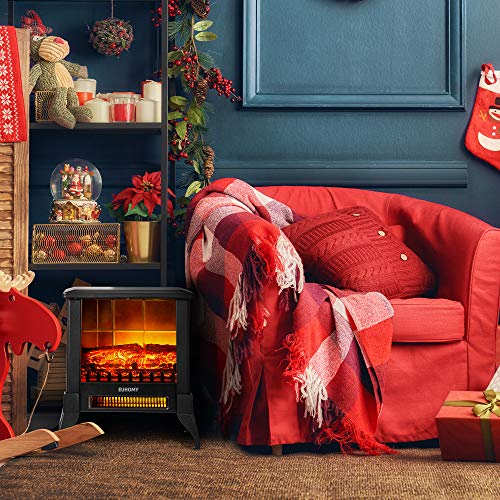 Euhomy Electric Fireplace Heater, 18" Indoor Fireplace Stove with Realistic Flame Effect, 1400W Space Heater for Quick Installation, Overheat Auto Shut Off Safety Function, CSA Certified - Thumbnail 2