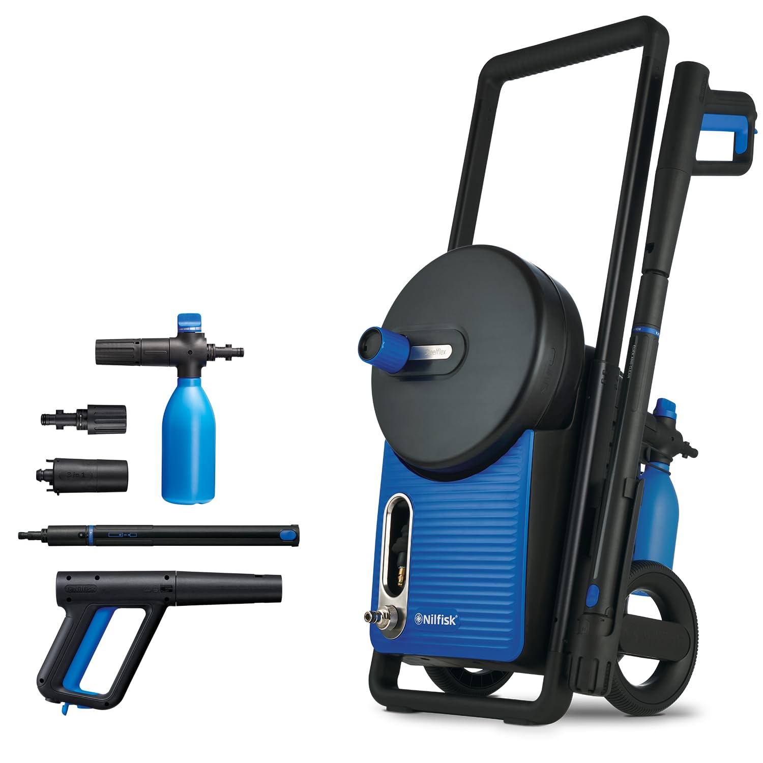 Nilfisk Hidrolimpiadora de Alta Presión Excellent 180 Bares con Smart Assistant - Limpiadora de Gran Rendimiento y Robusta para Jardín, Patios y Coches (2800 W)