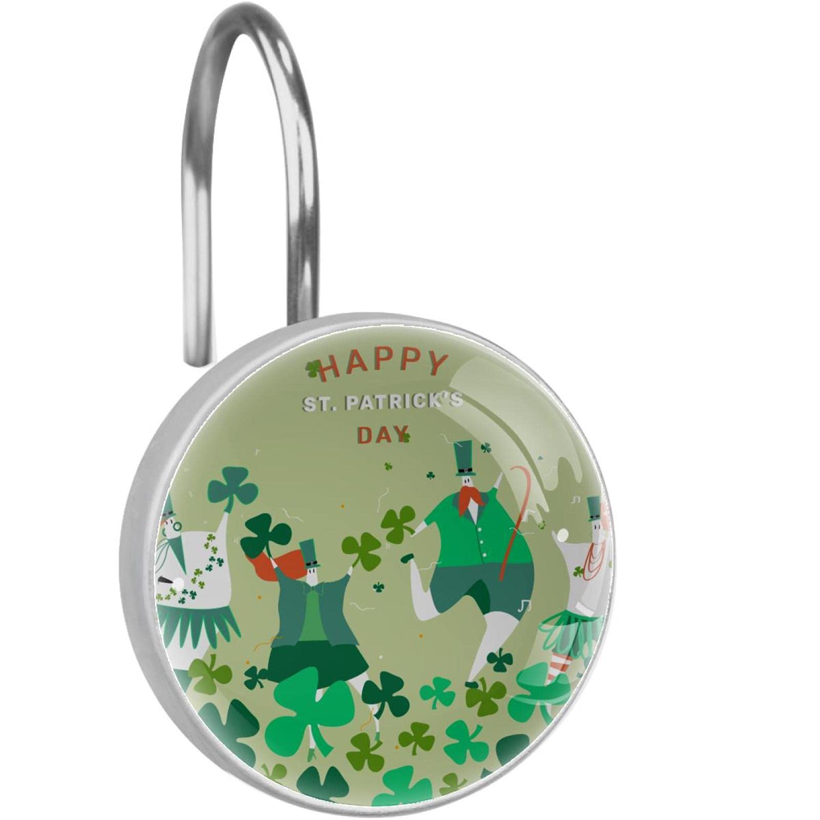 Rideau de douche et ses crochets Happy St Patrick pour salle de bain