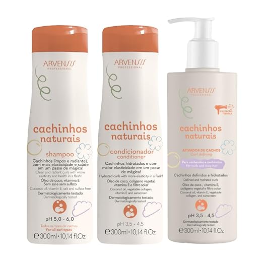 Arvensis Vegan Professional, Kit Shampoo, Condicionador e Ativador Cachinhos Infantil Arvensis