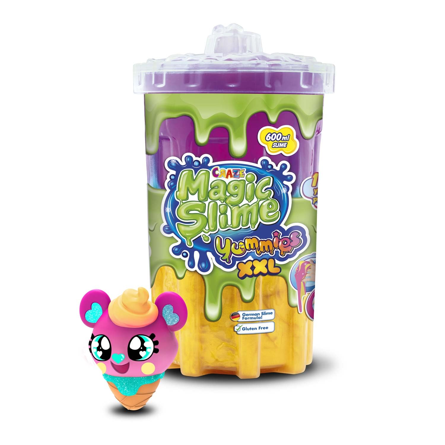CRAZE MAGIC SLIME Yummies XL Ice-Bear – Colour-Layered Slime with Fun Sucker Character, slime Toy for Kids with Collectible Figures - 600 ml