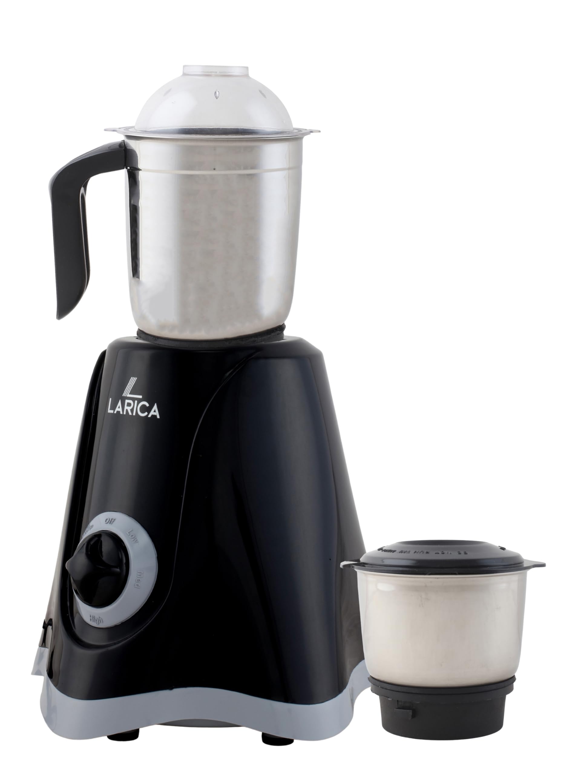 LARICA Elegant Grey 500W Chrome plated knobs Mixer Grinder With Powerful Motor And 2 Stainless Steel Jars| Leakage Free Jars|2 Years Warranty