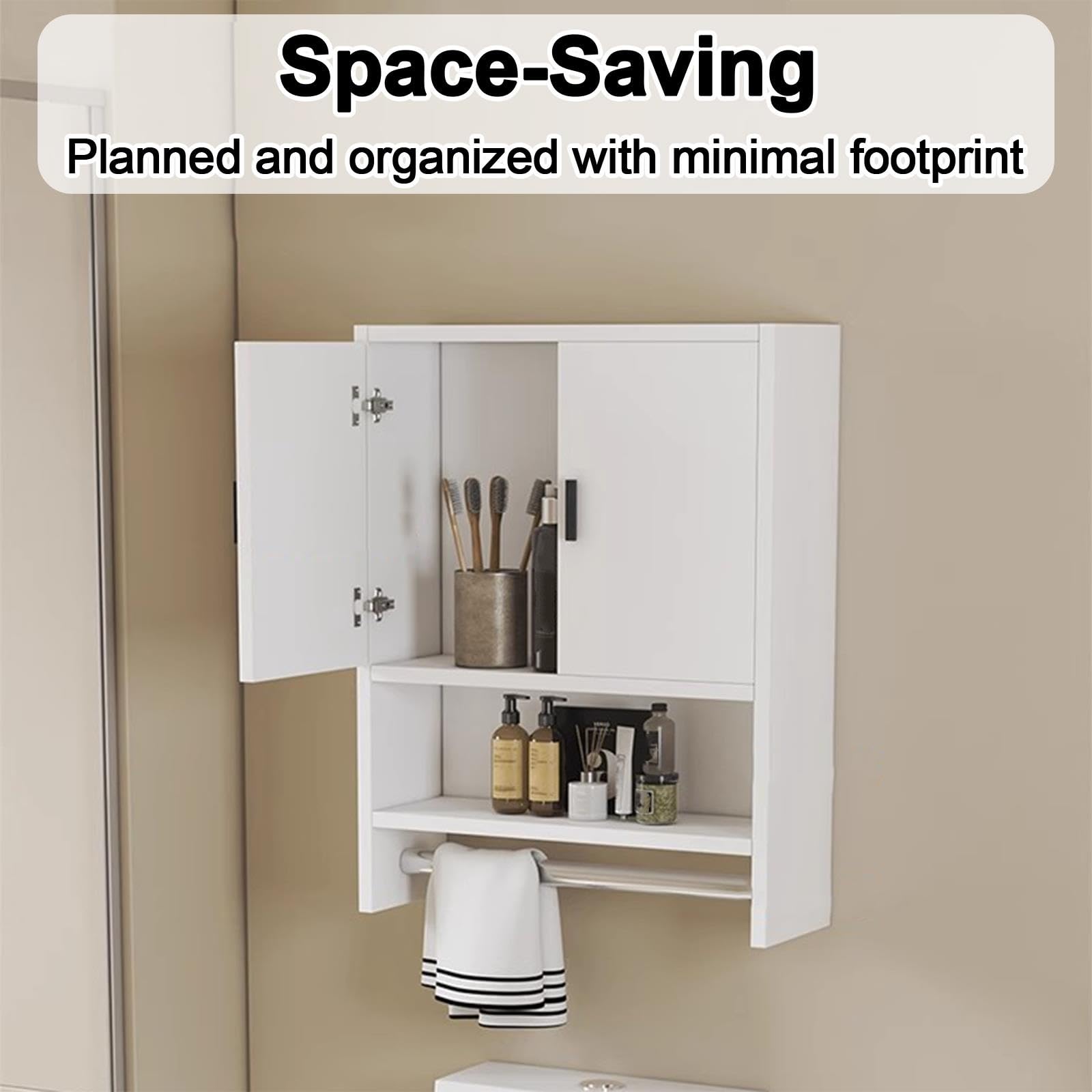 Pensile Bagno Sospeso con Portasciugamani, Mobiletto Bagno Sospeso