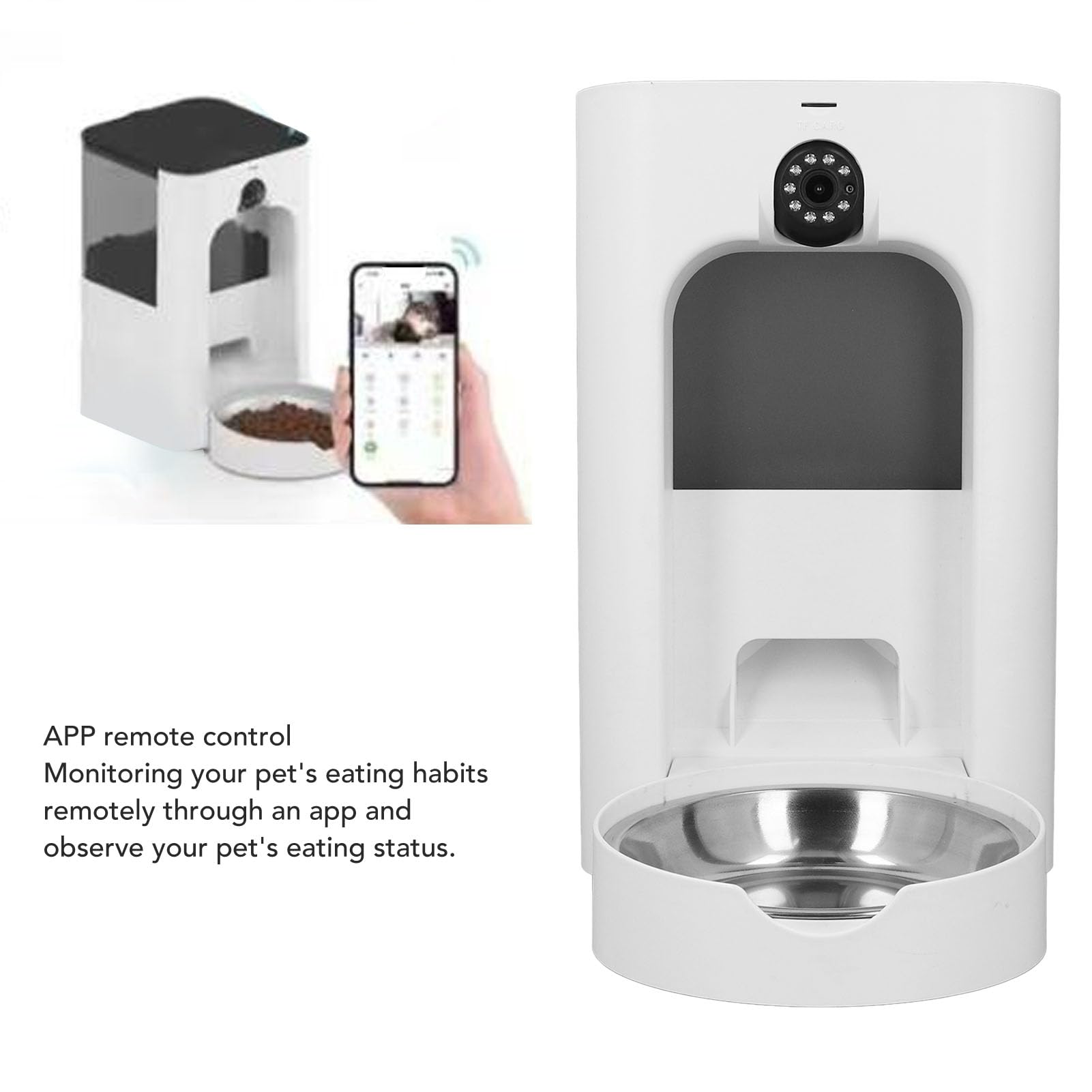 Mangiatoia Automatica per Animali Domestici con Fotocamera, Video HD 1080P, Mangiatoia per Cani Gatto WiFi 2.4G 5G, Controllo APP, per Gatti e Cani di Piccola Taglia (Spina