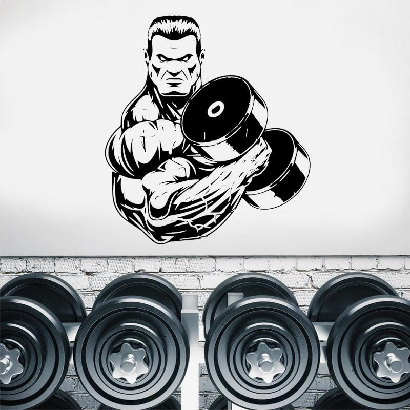 GADGETS WRAP Vinyl Gym Sign Fitness Bodybuilder Sport Muscles Dumbbells Vinyl