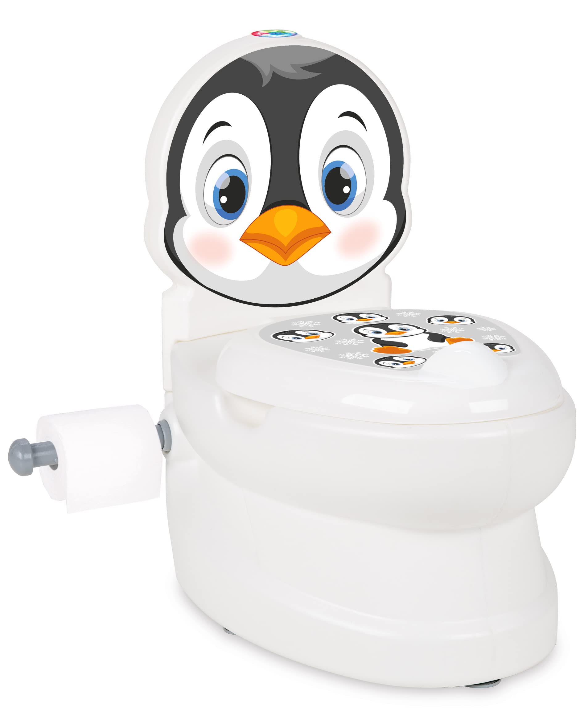 JAMARA Il mio Piccolo WC Pinguino con Suono e Porta Carta igienica - vasino, Facile da Pulire, Bordi arrotondati, Bottoni a Ventosa per Una buona Presa