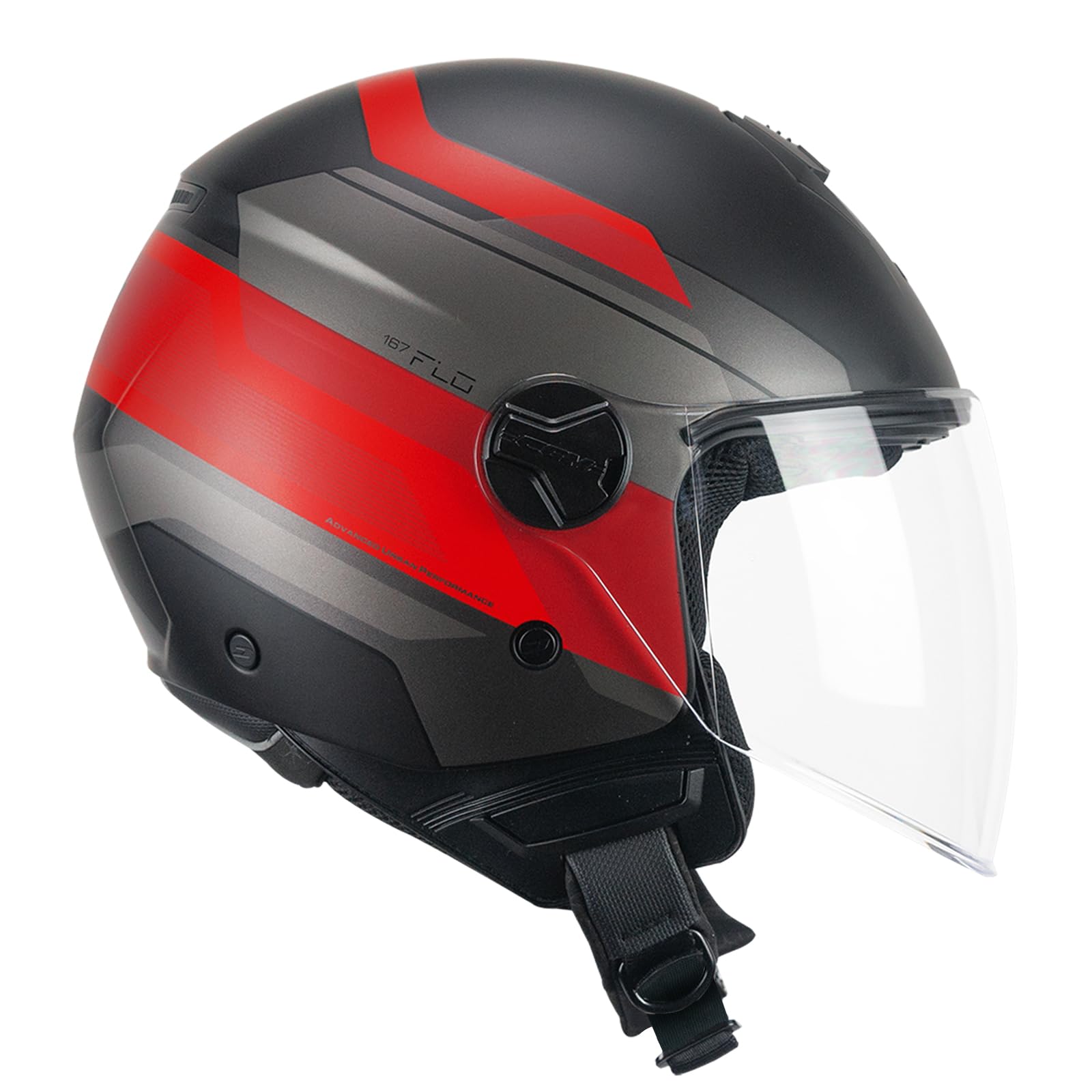 CGM 167K FLO CITY Nero Rosso opaco lunga M2 Black Red Matt